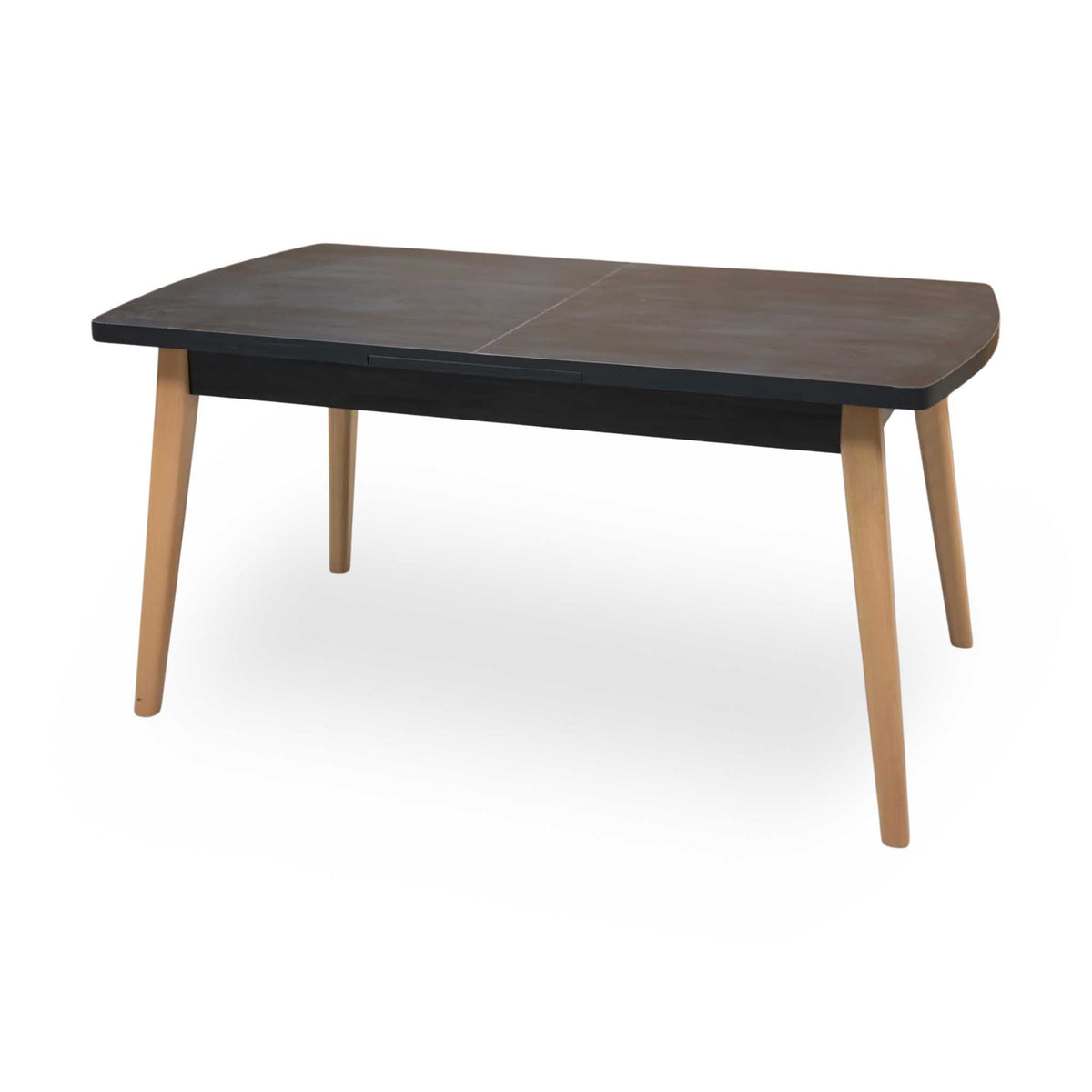 'Magda’ Black Solid Oak Large Extending Dining Table with Light Oak Legs