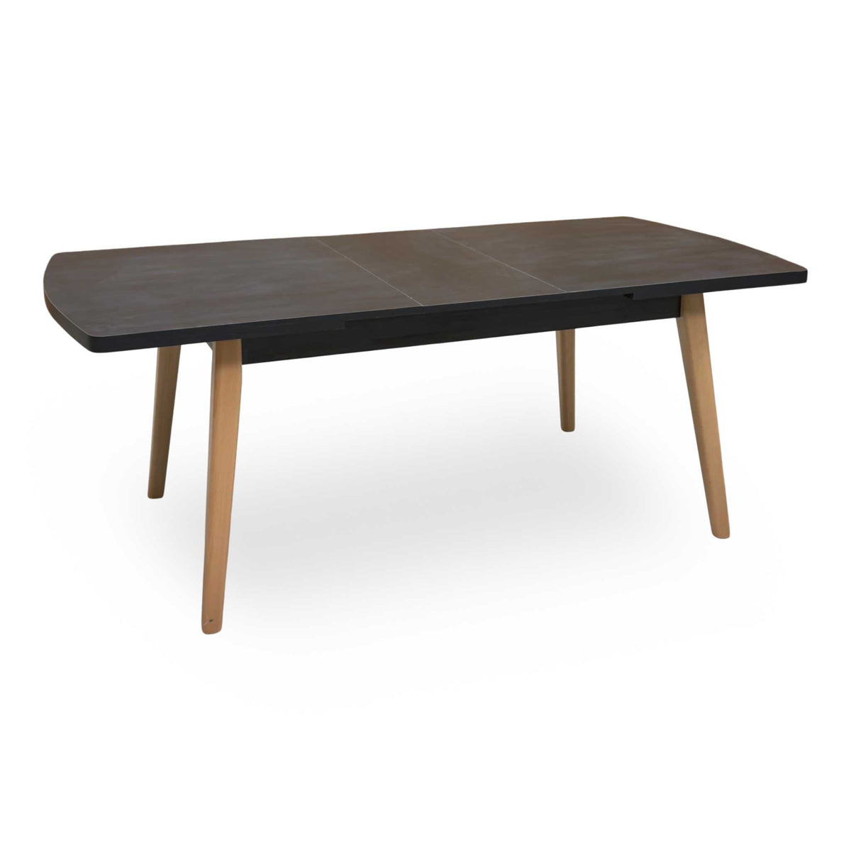 'Magda’ Black Solid Oak Large Extending Dining Table with Light Oak Legs