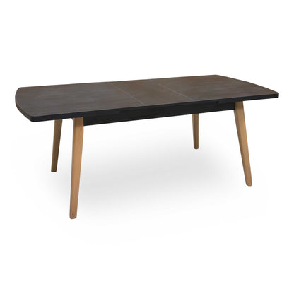 'Magda’ Black Solid Oak Large Extending Dining Table with Light Oak Legs