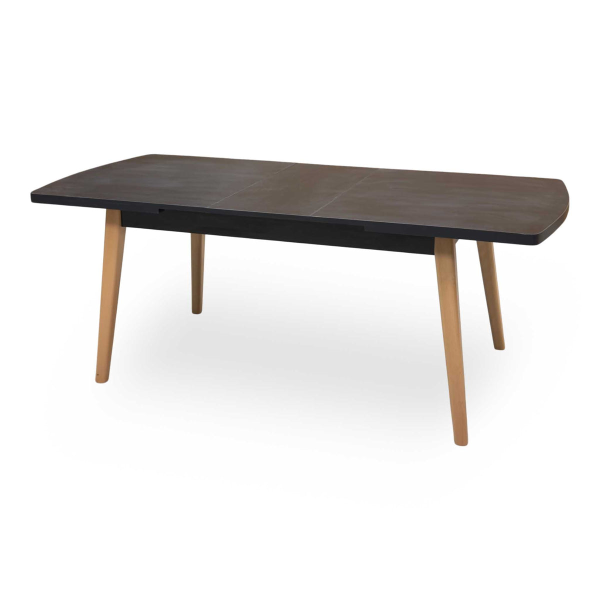 'Magda’ Black Solid Oak Large Extending Dining Table with Light Oak Legs