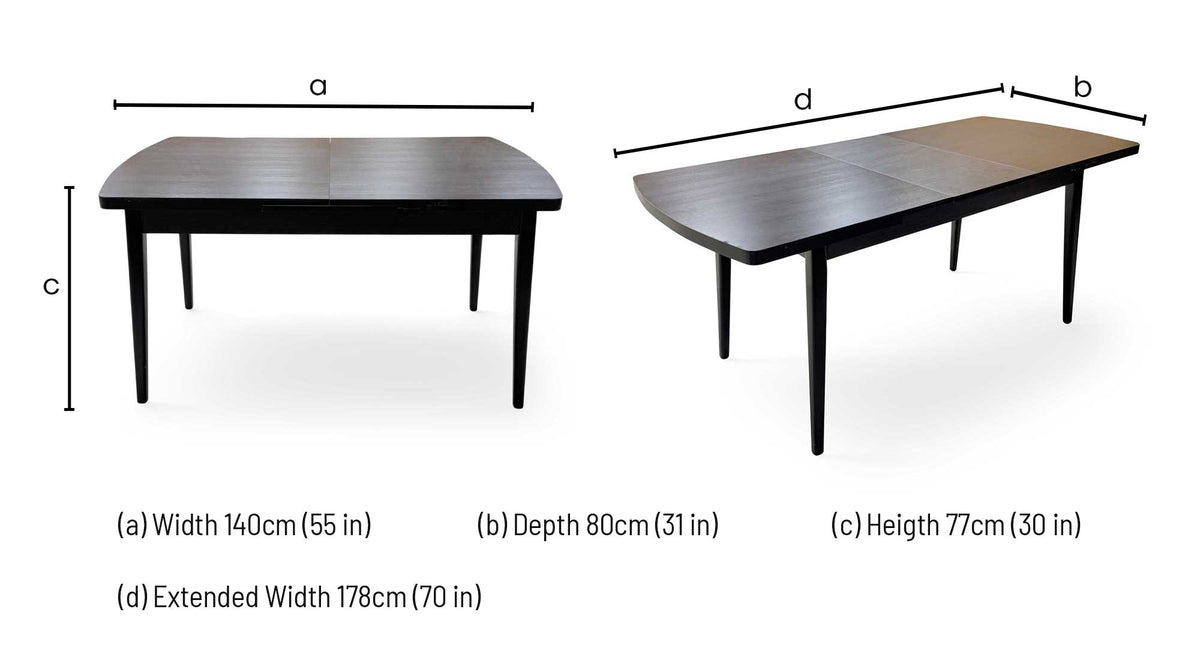 ‘Magda’ Black Solid Oak Large Extending Dining Table