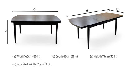 ‘Magda’ Black Solid Oak Large Extending Dining Table