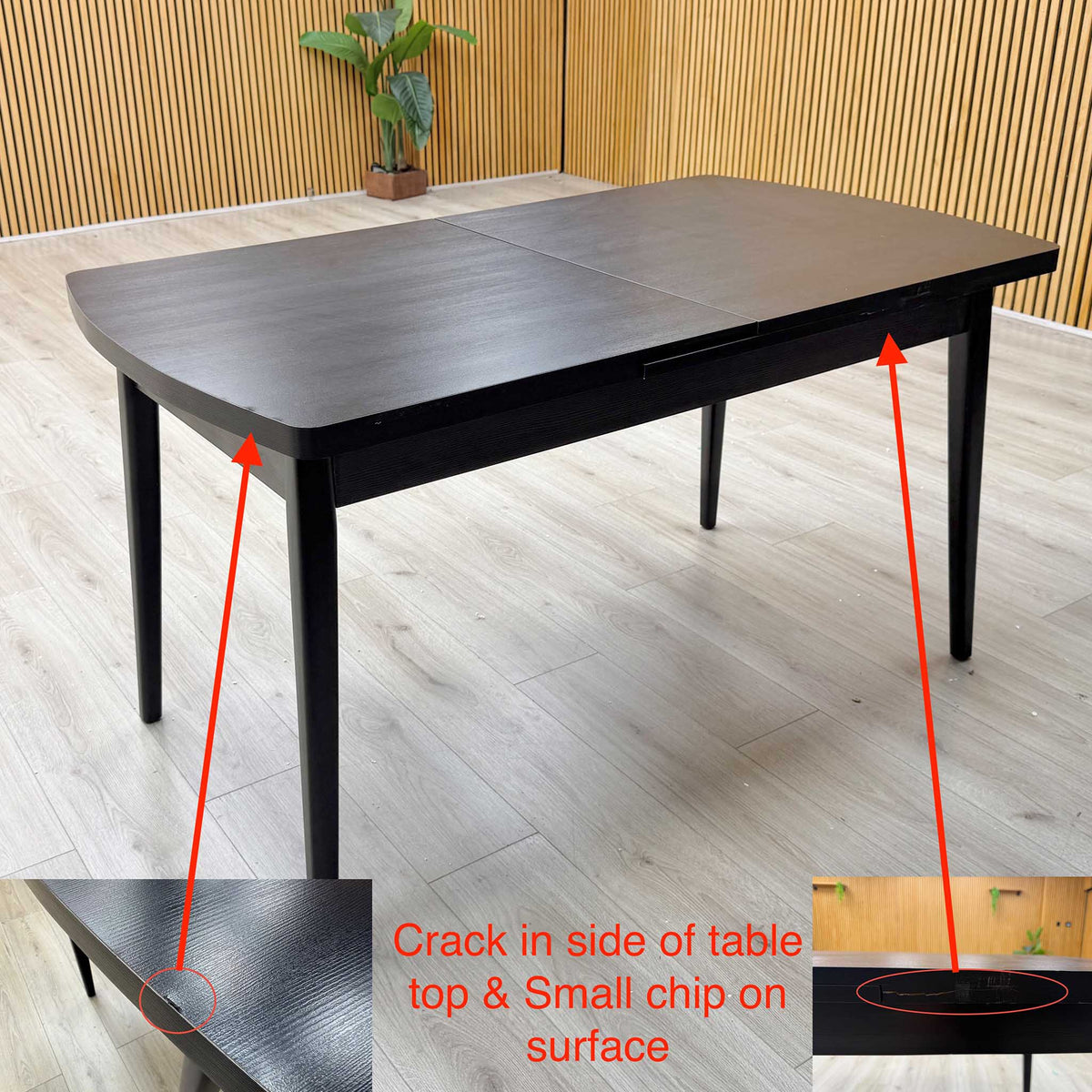 ‘Magda’ Black Solid Oak Large Extending Dining Table