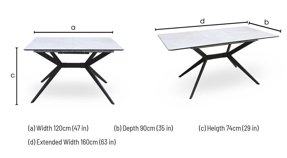 ‘Lia’ Grey Veneer Small Extending Dining Table