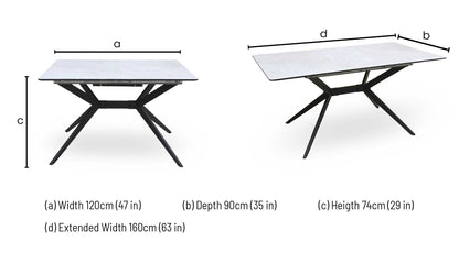 ‘Lia’ Grey Veneer Small Extending Dining Table