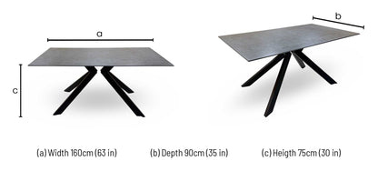'Kya' Black Sintered Stone Top Dining Table
