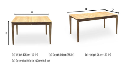 'Hadley' Medium Oak Veneer Small Extending Dining Table