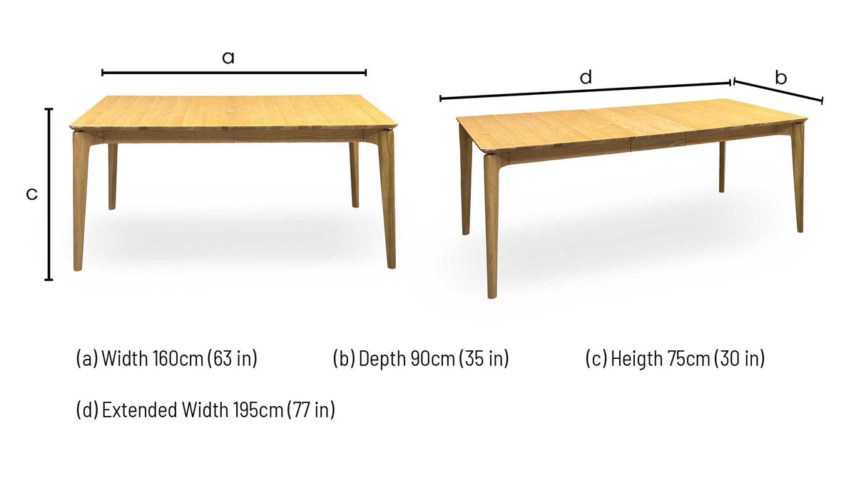 'Hadley' Medium Oak Solid Oak Large Extending Dining Table
