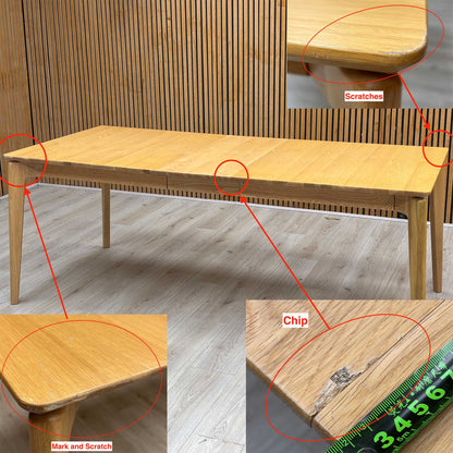 'Hadley' Medium Oak Solid Oak Large Extending Dining Table