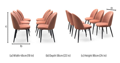 'Gabi’ Coral Orange Fabric Set of 6 Dining Chairs