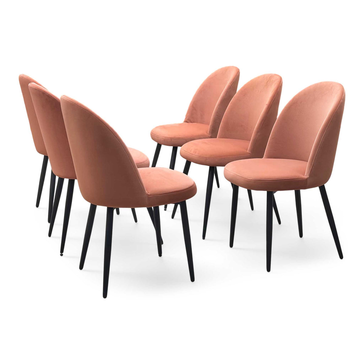 'Gabi’ Coral Orange Fabric Set of 6 Dining Chairs
