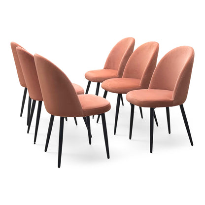 'Gabi’ Coral Orange Fabric Set of 6 Dining Chairs