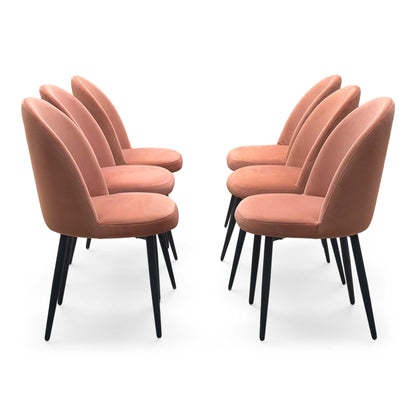 'Gabi’ Coral Orange Fabric Set of 6 Dining Chairs