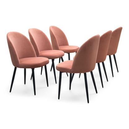 'Gabi’ Coral Orange Fabric Set of 6 Dining Chairs