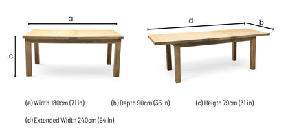 'Delaney' Light Oak Solid Oak Large Extending Dining Table