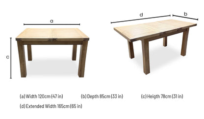 ‘Delaney’ Light Oak Solid Oak Small Extending Dining Table