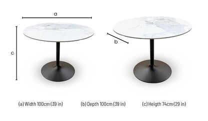'Cody' White Ceramic Top Small Round Dining Table