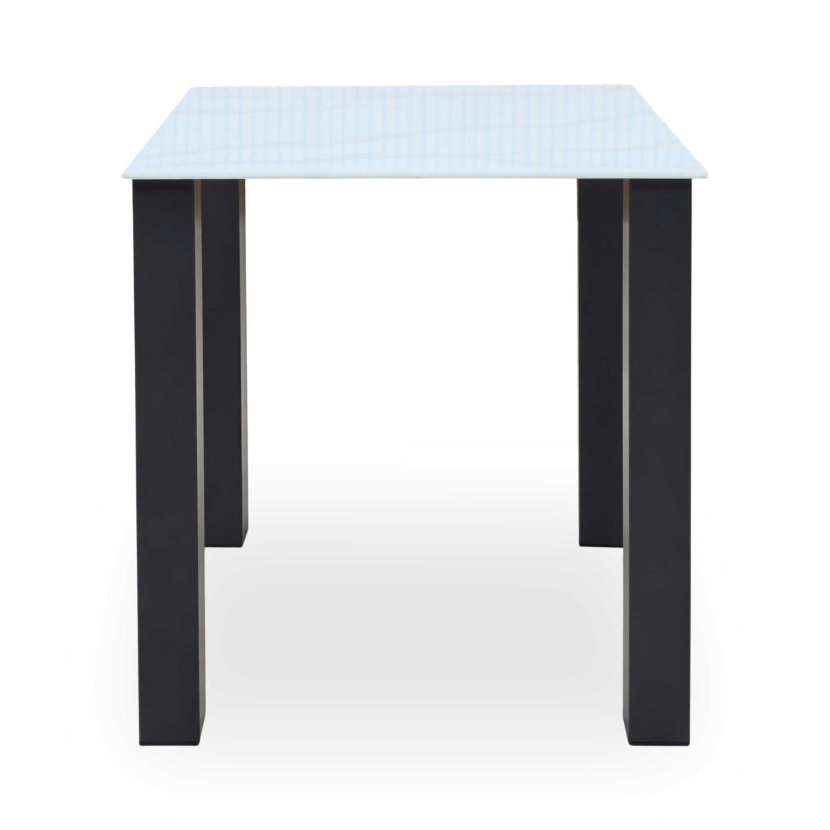 'Circe' White Marble Effect Tempered Glass Square Dining Table