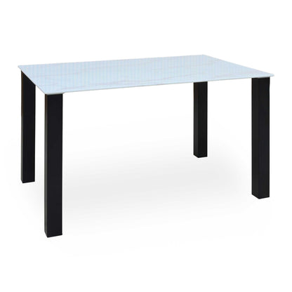 'Circe' White Marble Effect Tempered Glass Rectangular Dining Table