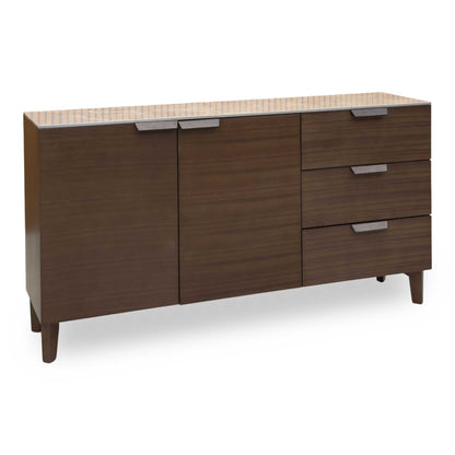 'Axton' Ceramic Top Latte Brown Wooden 2 Door 3 Draw Sideboard