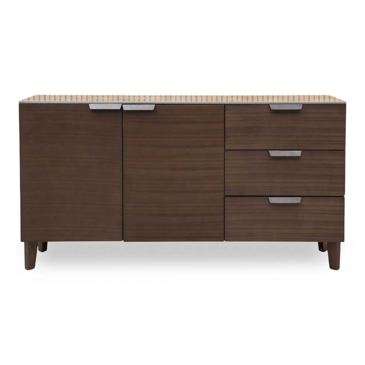 'Axton' Ceramic Top Latte Brown Wooden 2 Door 3 Draw Sideboard