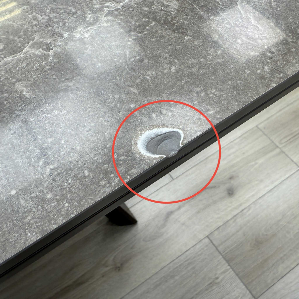 'Axton' Grey Marble Effect Sintered Stone Top Draw Leaf Extending Dining Table