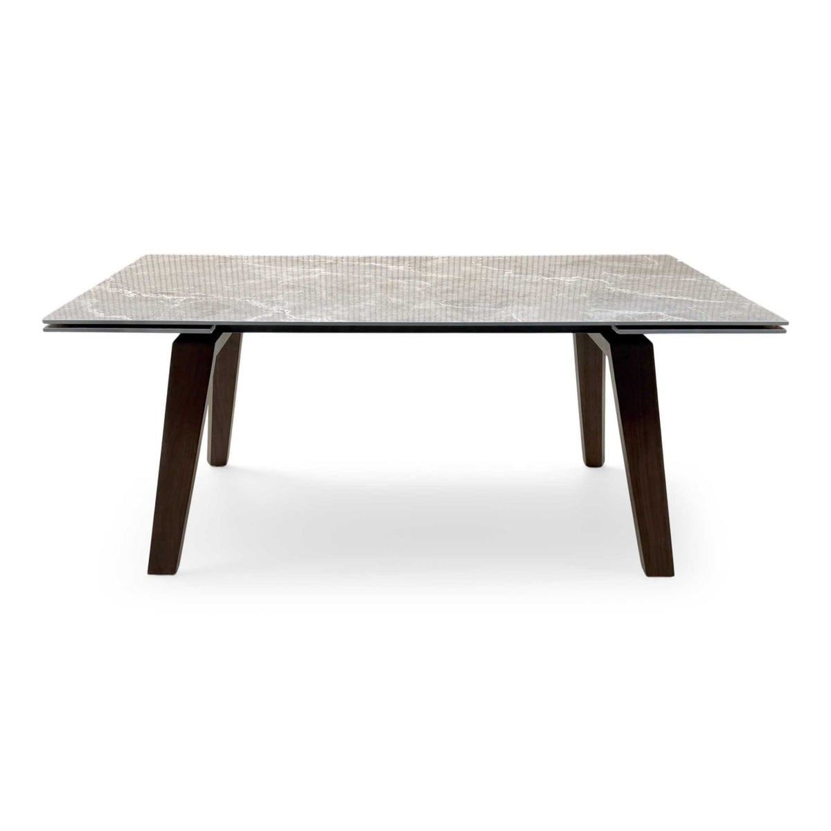 'Axton' Grey Marble Effect Sintered Stone Top Draw Leaf Extending Dining Table