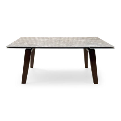 'Axton' Grey Marble Effect Sintered Stone Top Draw Leaf Extending Dining Table
