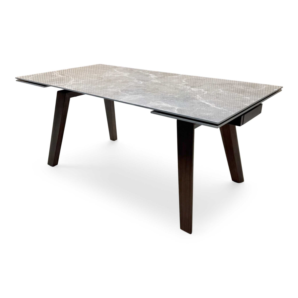 'Axton' Grey Marble Effect Sintered Stone Top Draw Leaf Extending Dining Table