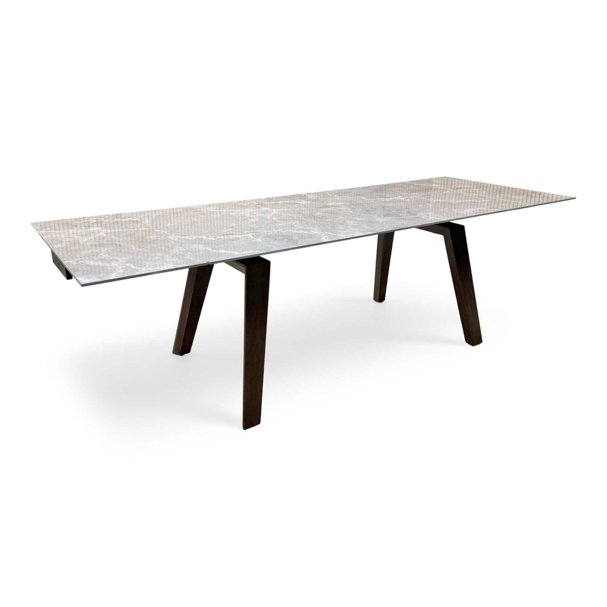 'Axton' Grey Marble Effect Sintered Stone Top Draw Leaf Extending Dining Table