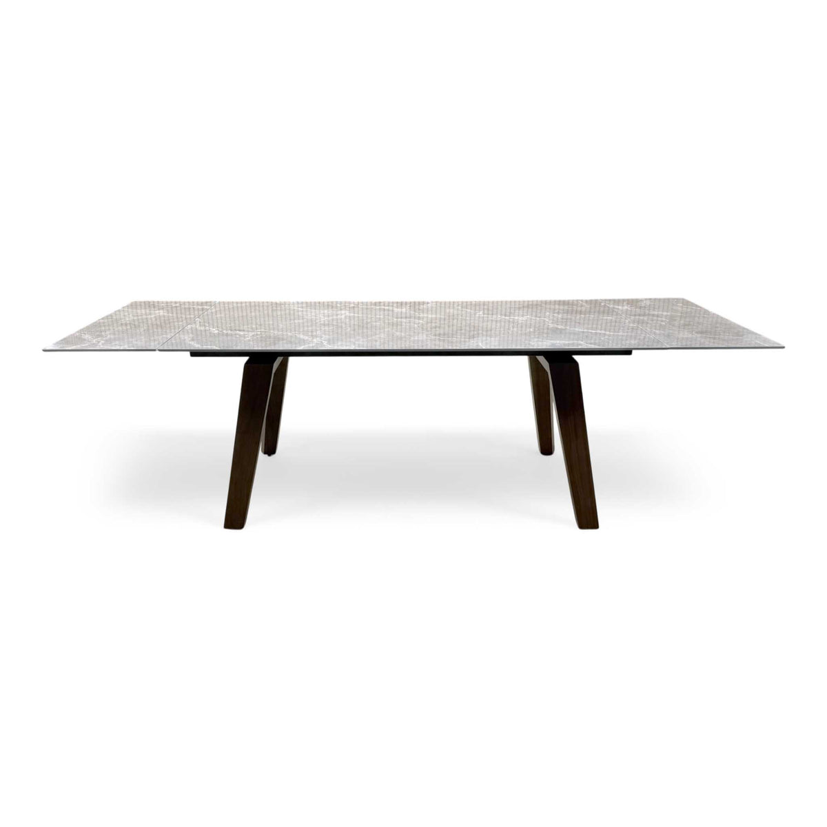 'Axton' Grey Marble Effect Sintered Stone Top Draw Leaf Extending Dining Table