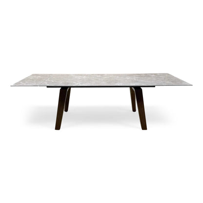 'Axton' Grey Marble Effect Sintered Stone Top Draw Leaf Extending Dining Table