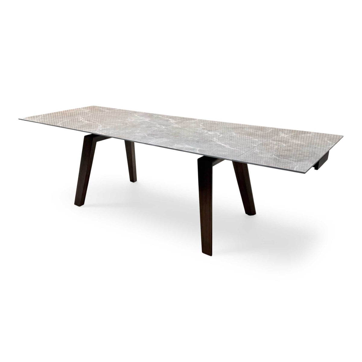 'Axton' Grey Marble Effect Sintered Stone Top Draw Leaf Extending Dining Table