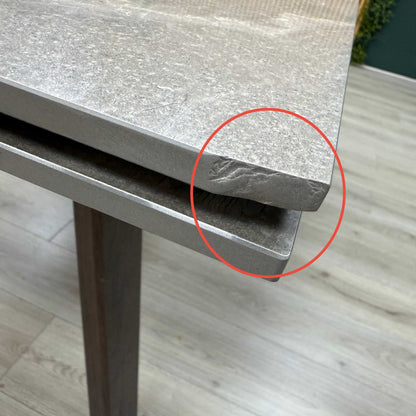 'Axton' Grey Marble Effect Sintered Stone Top Draw Leaf Extending Dining Table