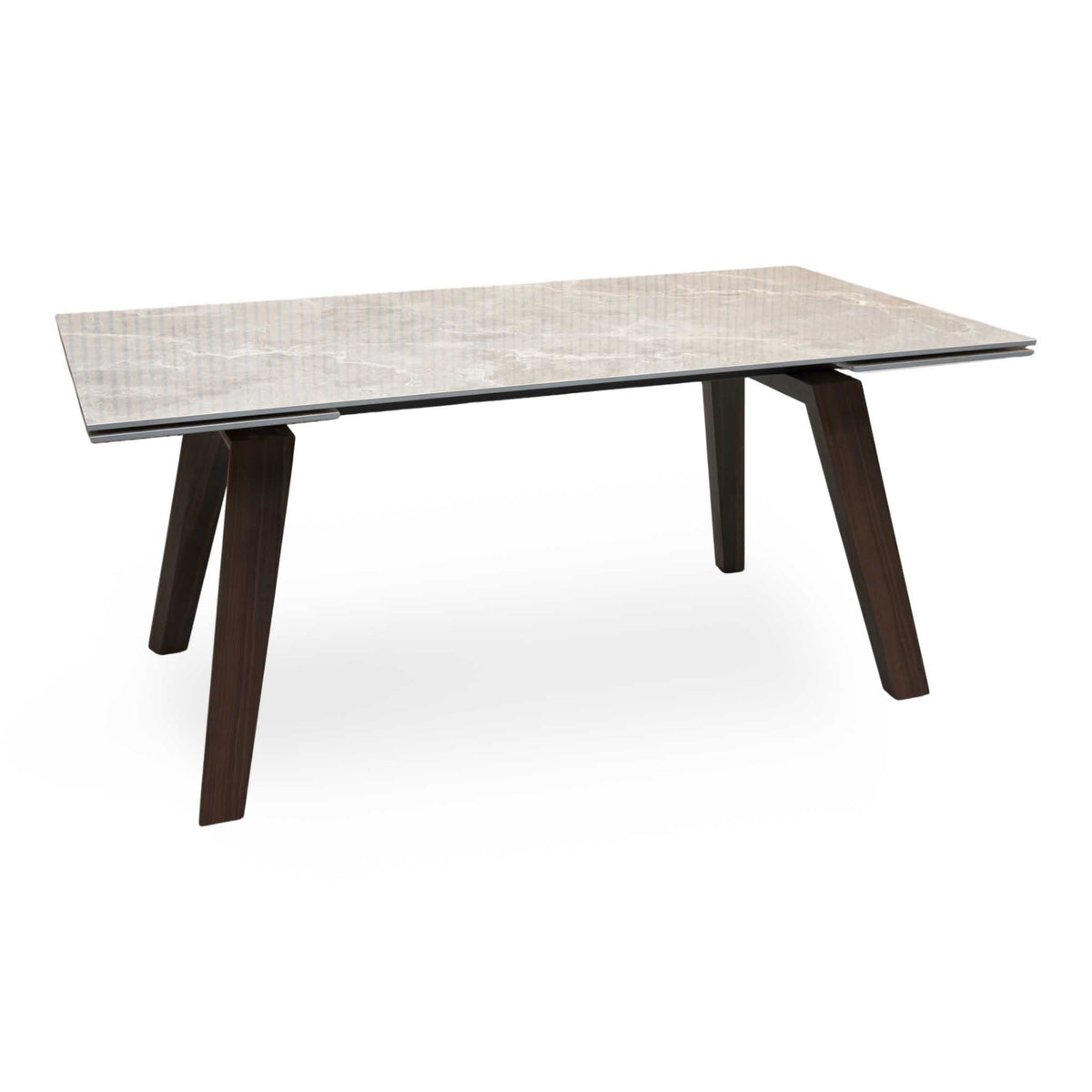 'Axton' Grey Marble Effect Sintered Stone Top Draw Leaf Extending Dining Table