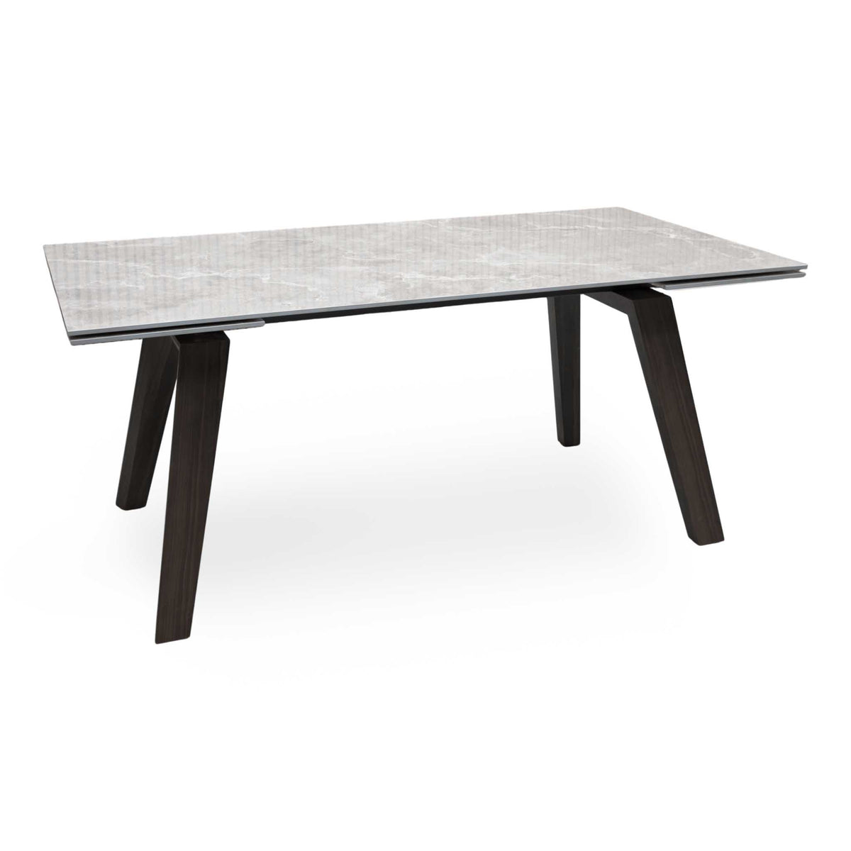 Axton Grey Marble Effect Sintered Stone Top Draw Leaf Extending Dining Table – view 6