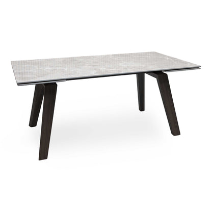 Axton Grey Marble Effect Sintered Stone Top Draw Leaf Extending Dining Table – view 6
