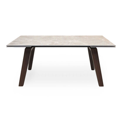 'Axton' Grey Marble Effect Sintered Stone Top Draw Leaf Extending Dining Table