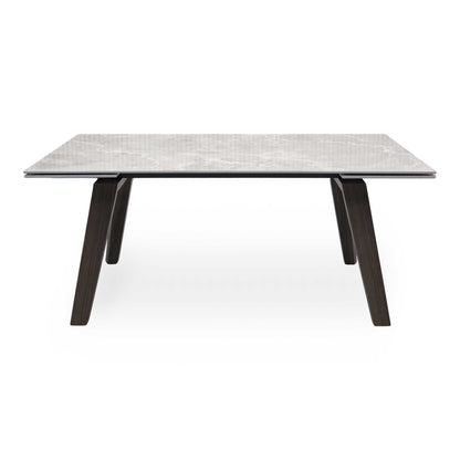 Axton Grey Marble Effect Sintered Stone Top Draw Leaf Extending Dining Table – view 3
