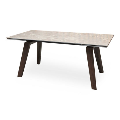 'Axton' Grey Marble Effect Sintered Stone Top Draw Leaf Extending Dining Table
