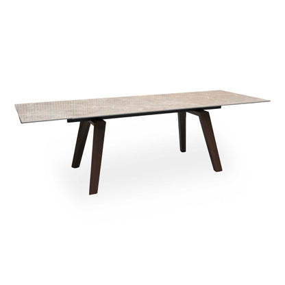 'Axton' Grey Marble Effect Sintered Stone Top Draw Leaf Extending Dining Table