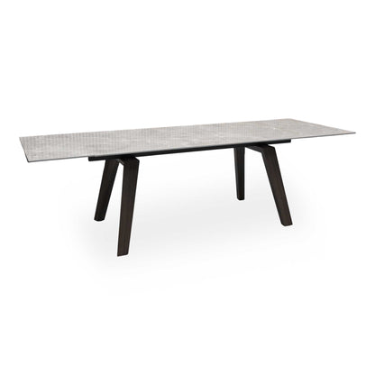 Axton Grey Marble Effect Sintered Stone Top Draw Leaf Extending Dining Table – view 5