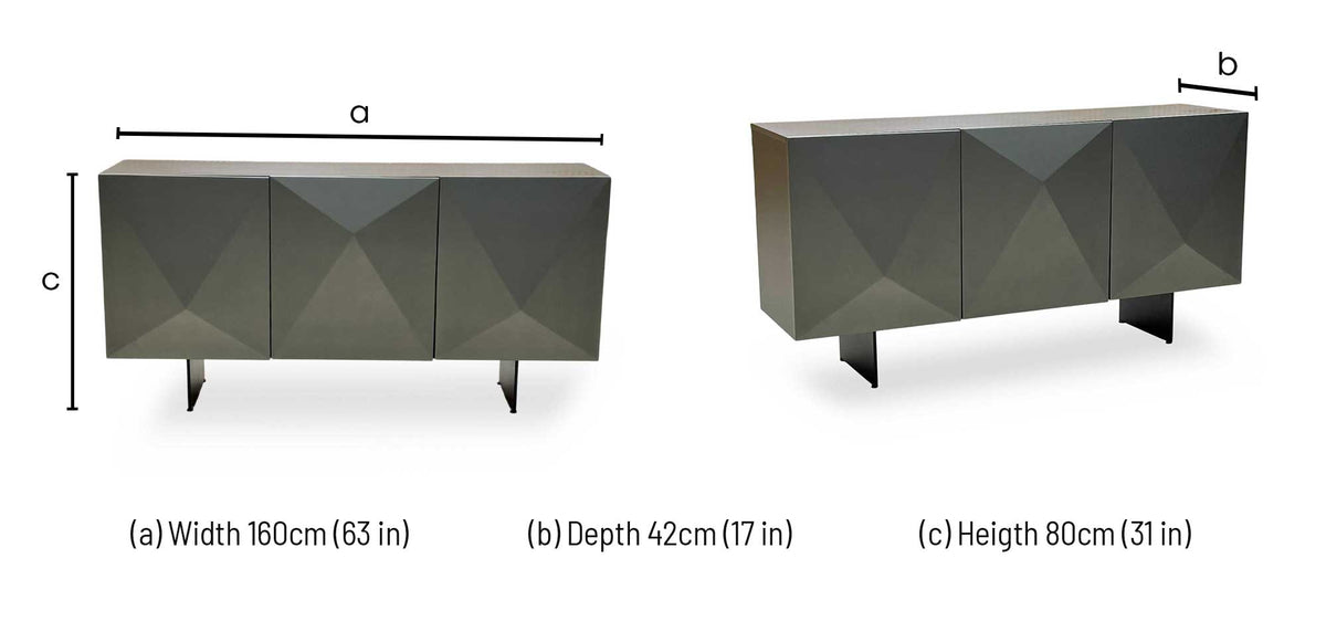 'Atlas' Grey Painted Finish 3 Door Sideboard