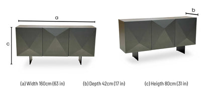 'Atlas' Grey Painted Finish 3 Door Sideboard