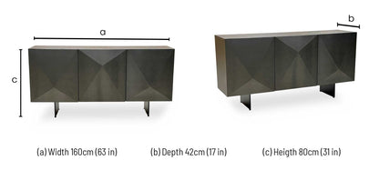 'Atlas' Grey Painted Finish 3 Door Sideboard