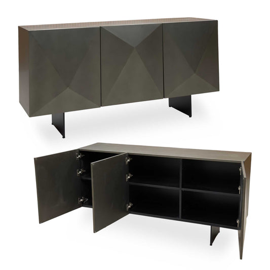 Atlas Grey Painted Finish 3 Door Sideboard