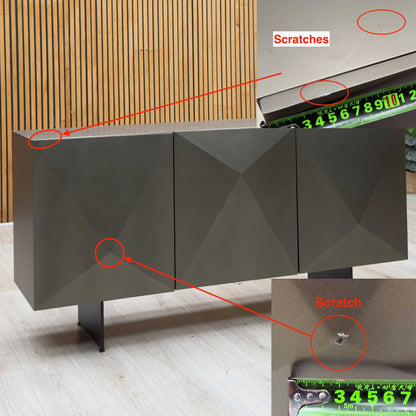 'Atlas' Grey Painted Finish 3 Door Sideboard