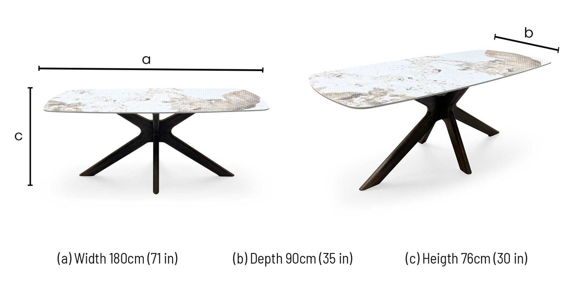 'Ariya' Marble Effect Sintered Stone Top Dining Table