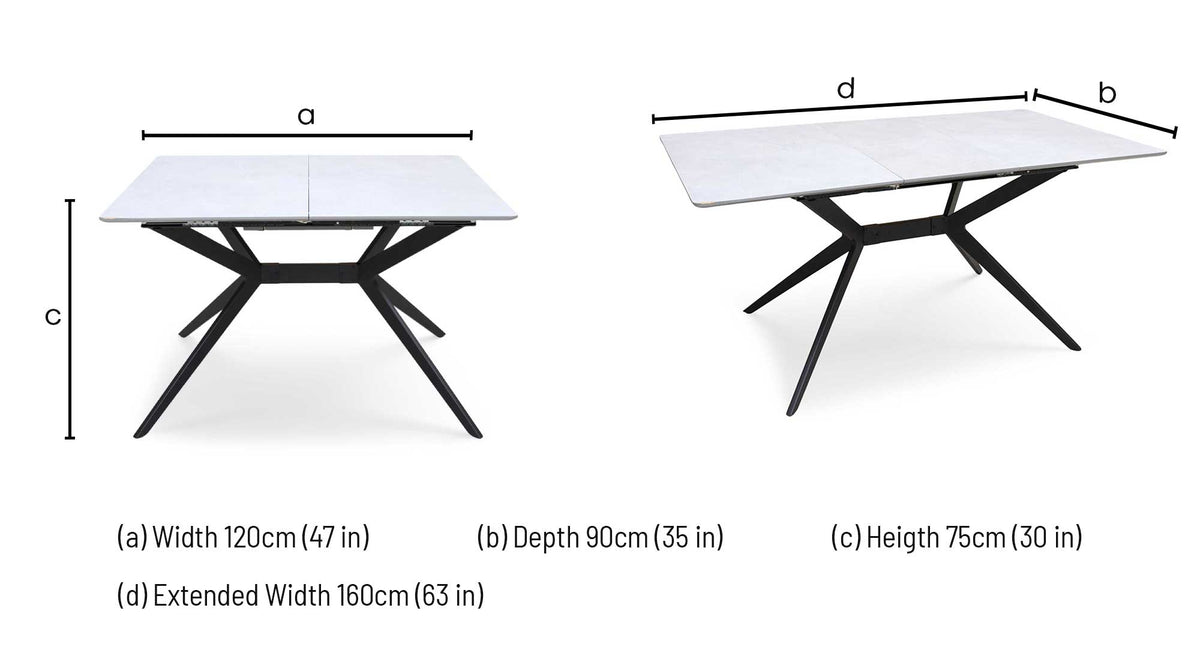 ‘Lia’ Grey Veneer Small Extending Dining Table