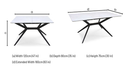 ‘Lia’ Grey Veneer Small Extending Dining Table